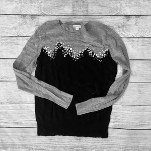Merona Black & Gray Embellished Sweater